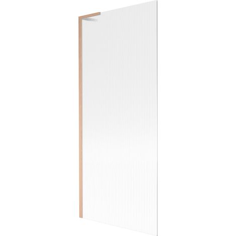 Mexen Next L paraván de bañera 1 hoja 80 x 150 cm, rayas, cobre cepillado - 895-080-000-03-09-65 (1/5)