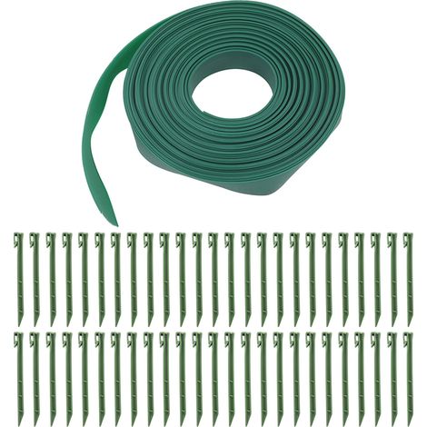 Bordure de jardin kit 50 pointes PE déformable facile à utiliser rouleau pour parterre fleurs jardin paysager vert (1/5)