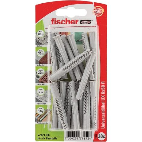 Fischer  20x tassello  universale UX  6x50mm R  con bordo  77852
