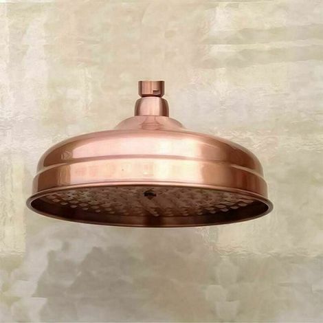Soffione doccia in rame, diametro 20 cm (8 pollici), soffione fisso ad alta pressione, oro (1/5)