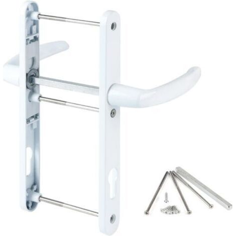 92mm Door Handle - White - Mounting Accessories Included - Aluminium - Total Length - 250mm - For Entrance, Interior and Patio Doors (1/5)