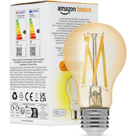 Ampoule LED à Filament Connectée A60, Blanche Réglable, Wi-Fi 2,4GHz, Fonctionne Uniquement Avec Alexa, Lot de 1 (1/5)
