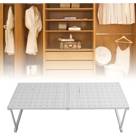 Étagère tendue extensible pour placard - Organiseur d'espaces de rangement ajustable (42x32cm, 87-108cm) - Châssis métal/plastique - Capacité 55kg - 15 pièces (1/5)