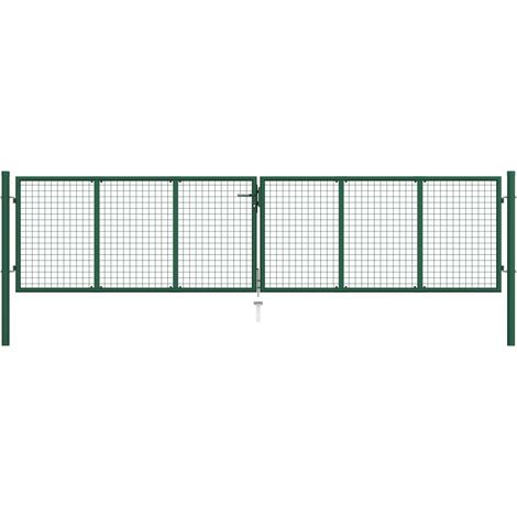 vidaXL Mesh Garden Gate Steel 400x75 cm Green