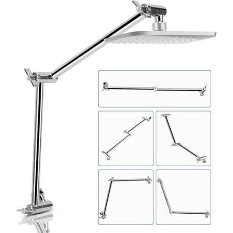Bras Douche, Acier Inoxydable D'extension de Douche Accessoires pour Bras de Douche Tube D'extension Bras de Tête de Douche Support (Argenté)