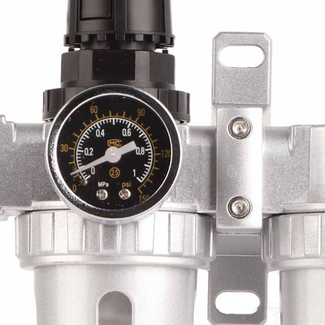 Luftfilterdruckregler mit Wasser- und Ölabscheider SFC400, silberne pneumatische Komponente, Luftaufbereitungseinheit für das System. (1/5)