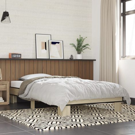 Estructura cama madera ingeniería metal roble  75x190 cm