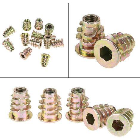 50 Stück M513 mm Sechskant-Möbelmuttern aus Zinklegierung mit Gewinde für Holzeinsätze (1/5)