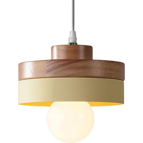 1 Suspension Luminaire Bois Métal E27 Design Vintage Rond Carré Pour Salon Chambre Cuisine (1/5)