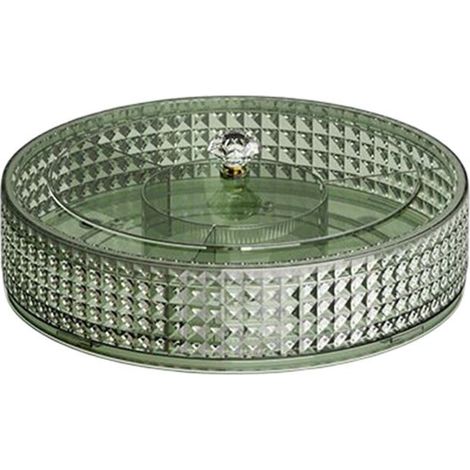 1 plateau de fruits, rond avec compartiments et couvercle, vert foncé, plateau de service polyvalent pour cuisine et salle à manger (1/5)