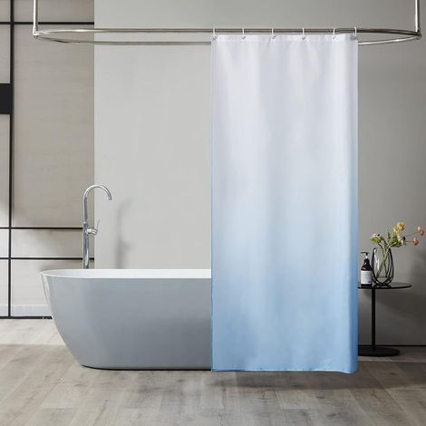 Light Blue Gradient Shower Curtain Anti Mold Fabric Machine Washable Small Shower Curtains for Camper Van Waterproof Polyester Shower Cabin 90x180cm (1/5)