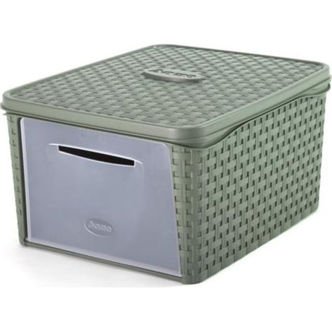 Boîte de rangement "Infinity" en plastique - Vert sauge - Taille L - L 50 x l 40 x H 25 cm - Livraison gratuite