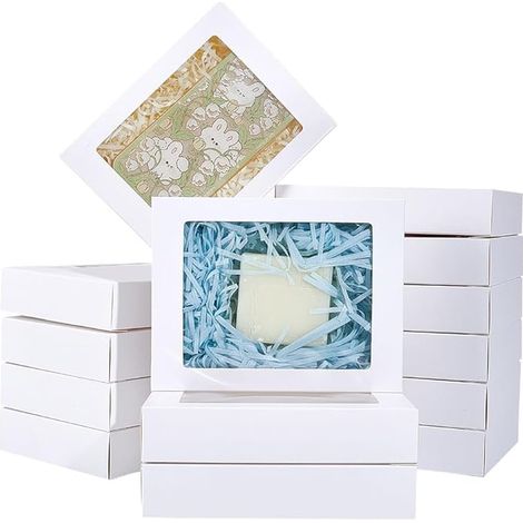 Scatola regalo con finestra, bianca, in PVC, 17,5x13,5x3,5 cm (1/4)