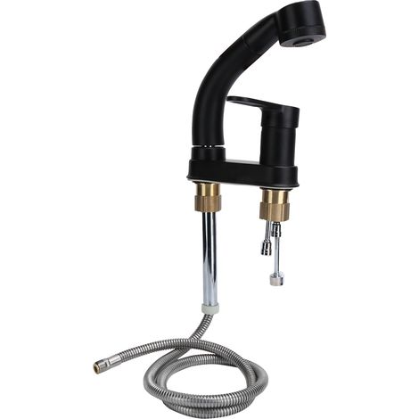 Robinet mitigeur d'évier rotatif G1/2 pour eau chaude et froide avec douchette extractible