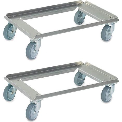 BRB Lot de 2 roulettes de transport en aluminium pour récipients de 600 x 400 mm Charge maximale 250 kg