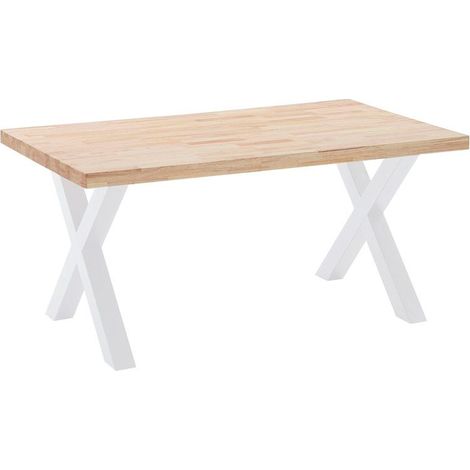 Mesa de comedor fija con patas metálicas 160x90cm X-Loft Roble salvaje - Blanco 160x90 (1/4)