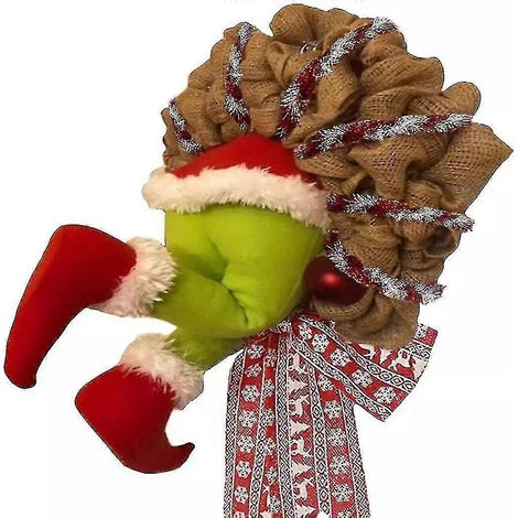 Couronne de Noël en toile de jute « Voleur de Noël », décorations de Noël (petit format) (1/5)