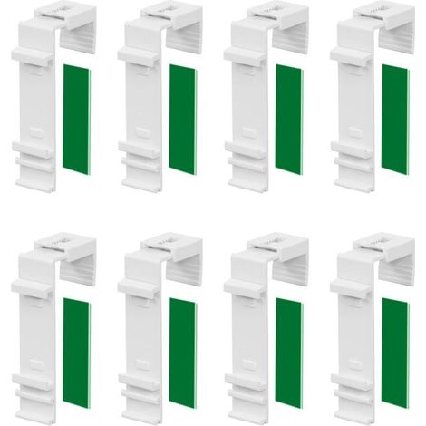 Lot de 8 Supports de Serrage Longs pour x à Fixer et à Coller sans perçage comme Accessoire ou pièce de Rechange pour la Suspension à la fenêtre en PVC, Porte de Balcon