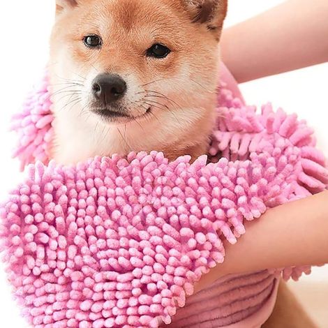 1 serviette pour chien, ultra absorbante et à séchage rapide, 60 x 85 cm, poches pour les mains, pour chiens et chats de petite à grande taille (1/5)