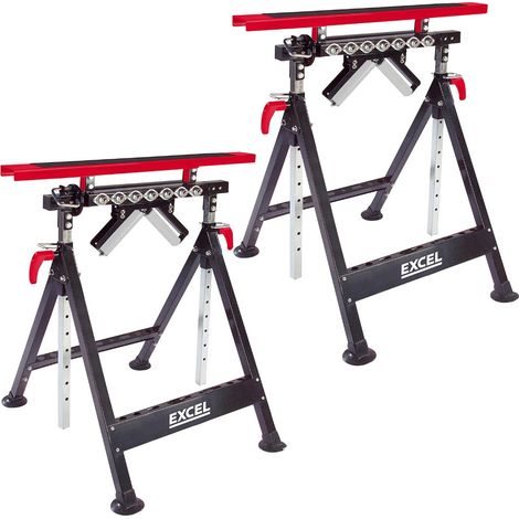 Excel Pair of Multi Use 4-in-1 Adjustable Workbench Table Trestle Roller Stands (1/5)