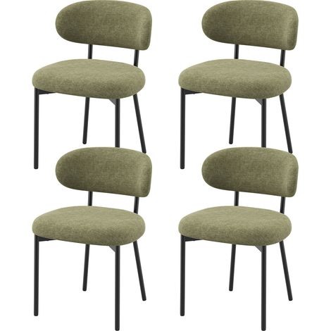 COLAMY Lot de 4 chaises de salle à manger avec dossier et pieds en métal – Chaises modernes rembourrées en tissu pour cuisine, salle à manger ou salon,vert (1/5)