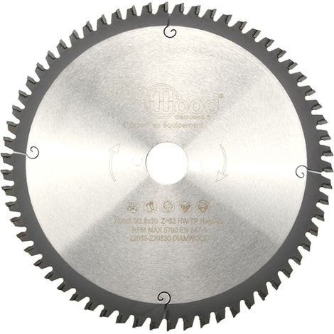 DIAMWOOD - Lame scie circulaire HM Finition - D. 235 mm × 30 mm × Z62 TP Nég - Aluminium, bois tendre et exotique (1/5)