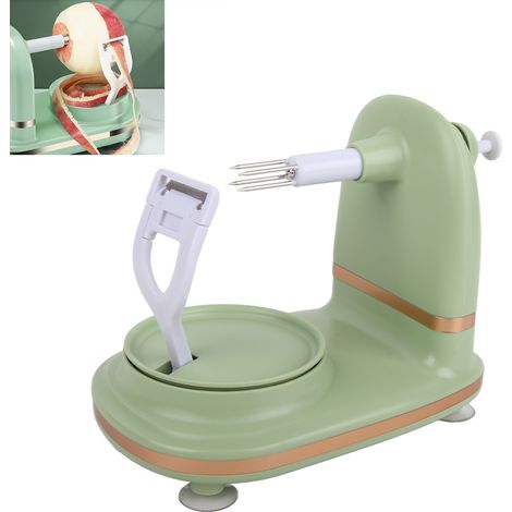 Éplucheur à pommes manuel, éplucheur automatique domestique, grattoir à fruits multifonctionnel, éplucheur, outil pour éplucher et râper, vert jeune. (1/5)