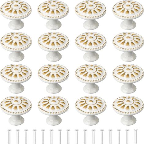 16 Bouton de meuble,alliage d'aluminium,blanc mat,30x25mm,pour cuisine placard tiroir (1/5)