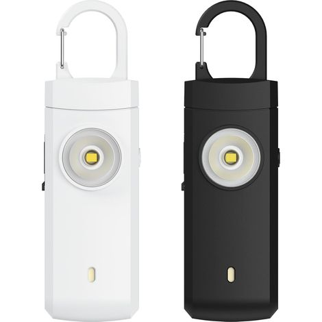 Alarme personnelle rechargeable - Cadeau de Noël et d'anniversaire pour femmes, étudiantes, adolescentes et seniors, sirène, blanc et noir (1/5)