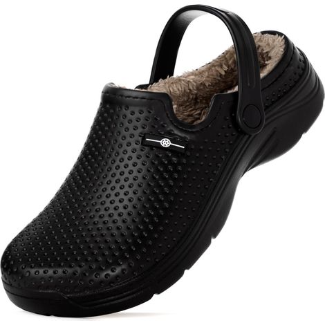 Sabots Femmes Hiver Chaussons Hommes Sabots de Jardinage Fourrés Peluche Chaussons Imperméables Chaussures de Jardin Pantoufles Antidérapant (1/5)