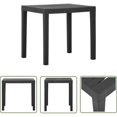 The Living Store Table de jardin Gris 79x65x72 cm Plastique - Table De Jardin - Table Extérieure - Mobilier De Jardin - Table En Plastique - Table Ronde (1/5)