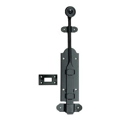 Verrou du midi coulissant fer brut 25 cm – Tige ronde – Platine 45 mm – Pêne 18 mm – Pour espaces confinés – 426251 – Vp Mermier