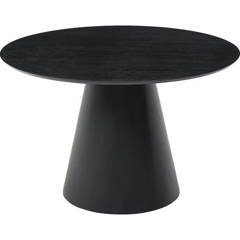 Table à manger ronde 4 personnes placage frêne - Noir - ANTALIZA
