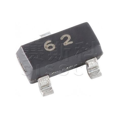 Original Changdian DTC123YCA crystal chip, screen-printed 62, SOT-23, 50V 0.1A digital transistor, electronic component, chip, electronic component, 5 pieces per pack.