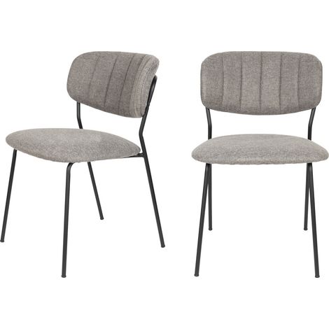 Lot de 2 chaises en tissu et métal pieds noirs - Gris - JOLIEN (1/5)