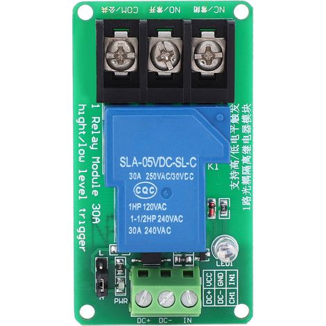 Module de relais 1 canal avec prise en charge d'isolation optocoupleur, interrupteur de déclenchement de niveau haut et bas 30A5V (1/5)