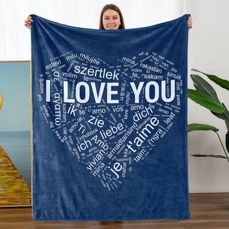 Couverture Jetable - 100 Langues Je T'Aime - En Flanelle Douce - Pour Canapé Lit Bureau Extérieur - 102 x 127 cm - 1 Pièce (1/5)