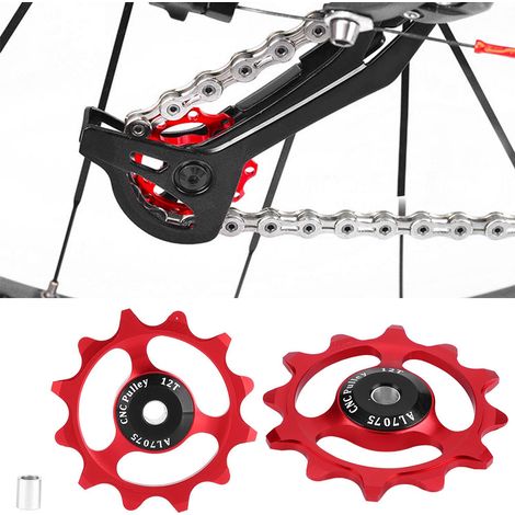 Dérailleur de vélo 12T, galets de roue VTT, roulement, kit de galets de dérailleur, pièces détachées rouges (1/5)
