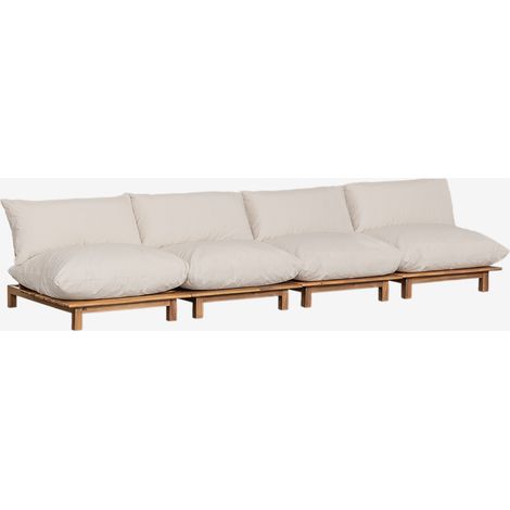 SKLUM 4-teiliges, verstellbares Gartenmodulsofa aus Akazienholz Brina Creme-Beige (1/5)