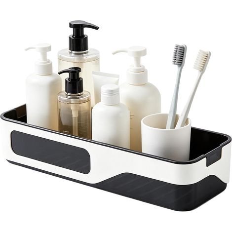 Tablettes Adhésives pour Salle de Bain Organiseur Sans Perçage Étagère Murale Adhésive Pour Shampooing, Brosse À Dents, Lavabo, Maison, Cuisine, Toilette, Camping-Car, (1/5)
