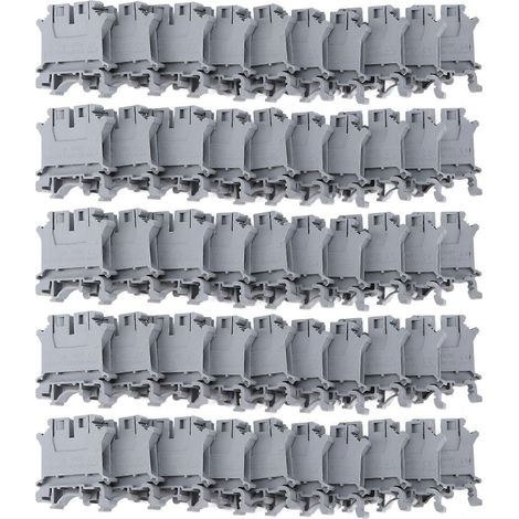 50 borniers à vis pour rail DIN en cuivre pur, 57 A, 800 V, -6 N (1/4)