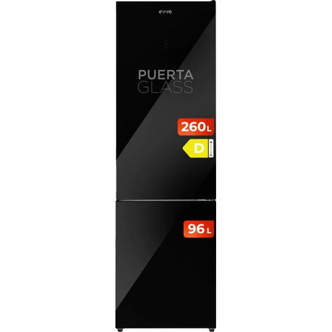 Frigorífico Combi EVVO F60B Glass, 247 l + 94 l, Negro