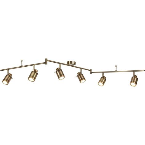 Plafoniera Contemporanea Sansone Acciaio Ottone Vetro 6 Luci Gu10