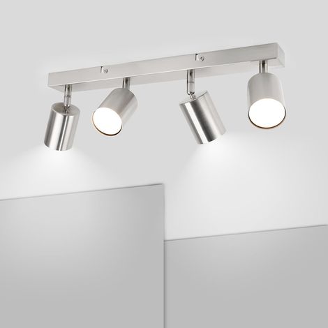 Ketom Spot Plafond GU10 Plafonnier 4 Spots Orientable Nickel Matte Moderne Luminaire Plafonnier Applique Plafond Interieur LED pour Cuisine Chambre Salon Livré Sans Ampoules (1/5)