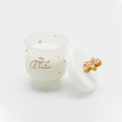 EDG Enzo De Gasperi Candela di Natale Snowy H 10 Cm D 9 Cm Cinnamon Bianco Marrone