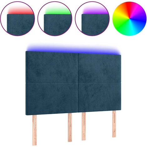 Maison Exclusive - Testiera a LED Blu Scuro 144x5x118/128 cm in Velluto