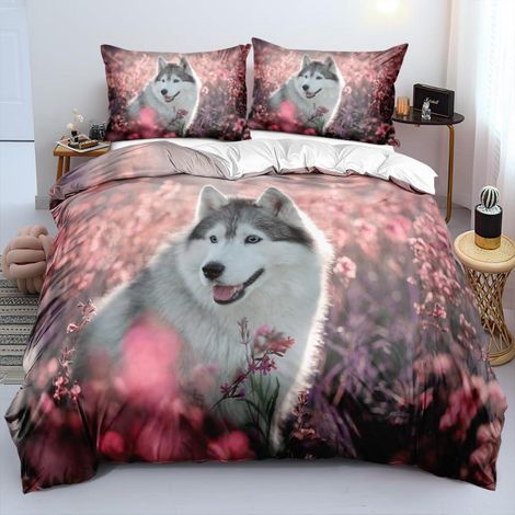 Bettwäsche-Set 220x240cm mit 2 Kissenbezügen 80x80cm, Mikrofaser, 3D Wolf Motiv