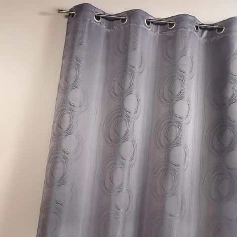 Rideau en jacquard avec imprimés "cercle" Gris clair 140x260 cm