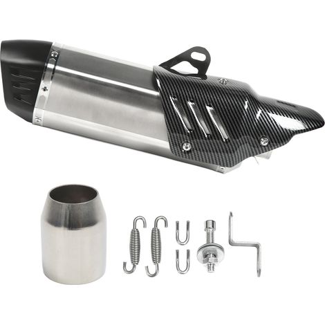 Embout d'échappement moto acier inoxydable 304, cache carbone universel, diamètre 38-51mm, argent (1/5)