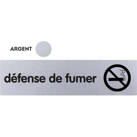 Plaque de porte Défense de fumer - Classique argent 170x45mm - 4320366